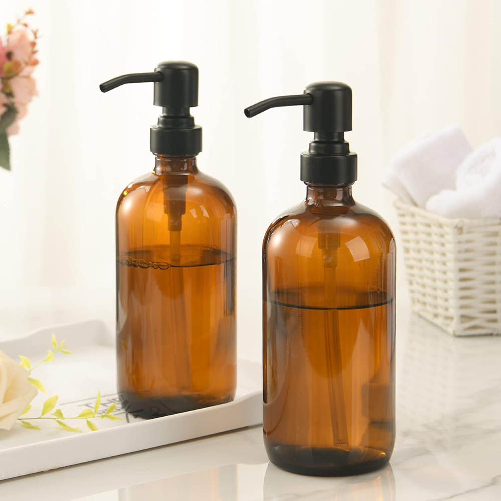 Home Bathroom Soap Dispenser - Dispensador de Jabón de Vidrio Ámbar