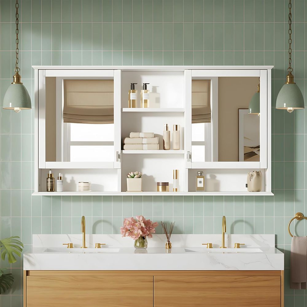 Home Bathroom Shelf - Gabinete de baño con espejo de