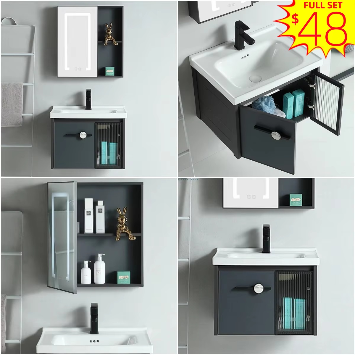 Home Living Bathroom Vanity - Mueble de Baño Moderno de Aluminio