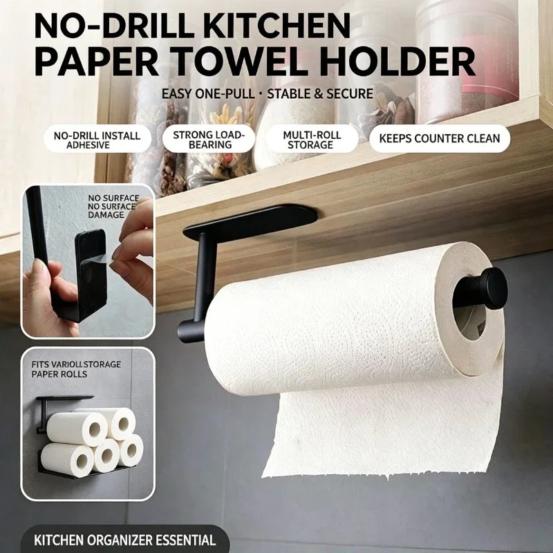 Home Bathroom Paper Towel Holder - Portarrollos de papel, toallero, estante colgante,