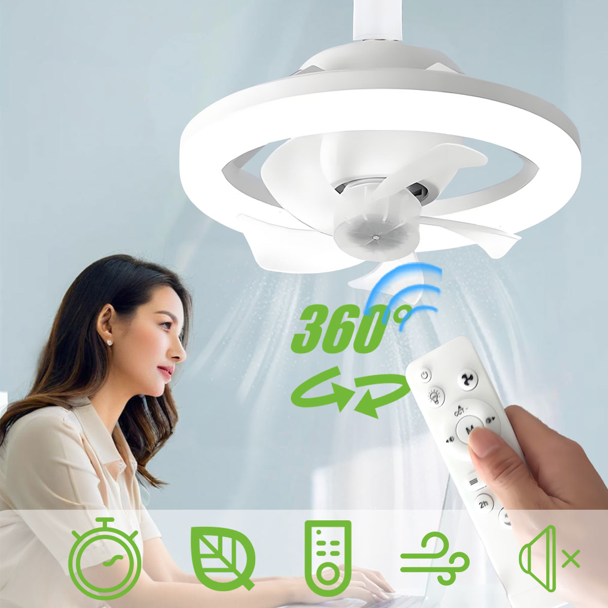 Home Bathroom Ventilation - 360 ° Bombilla giratoria para ventilador