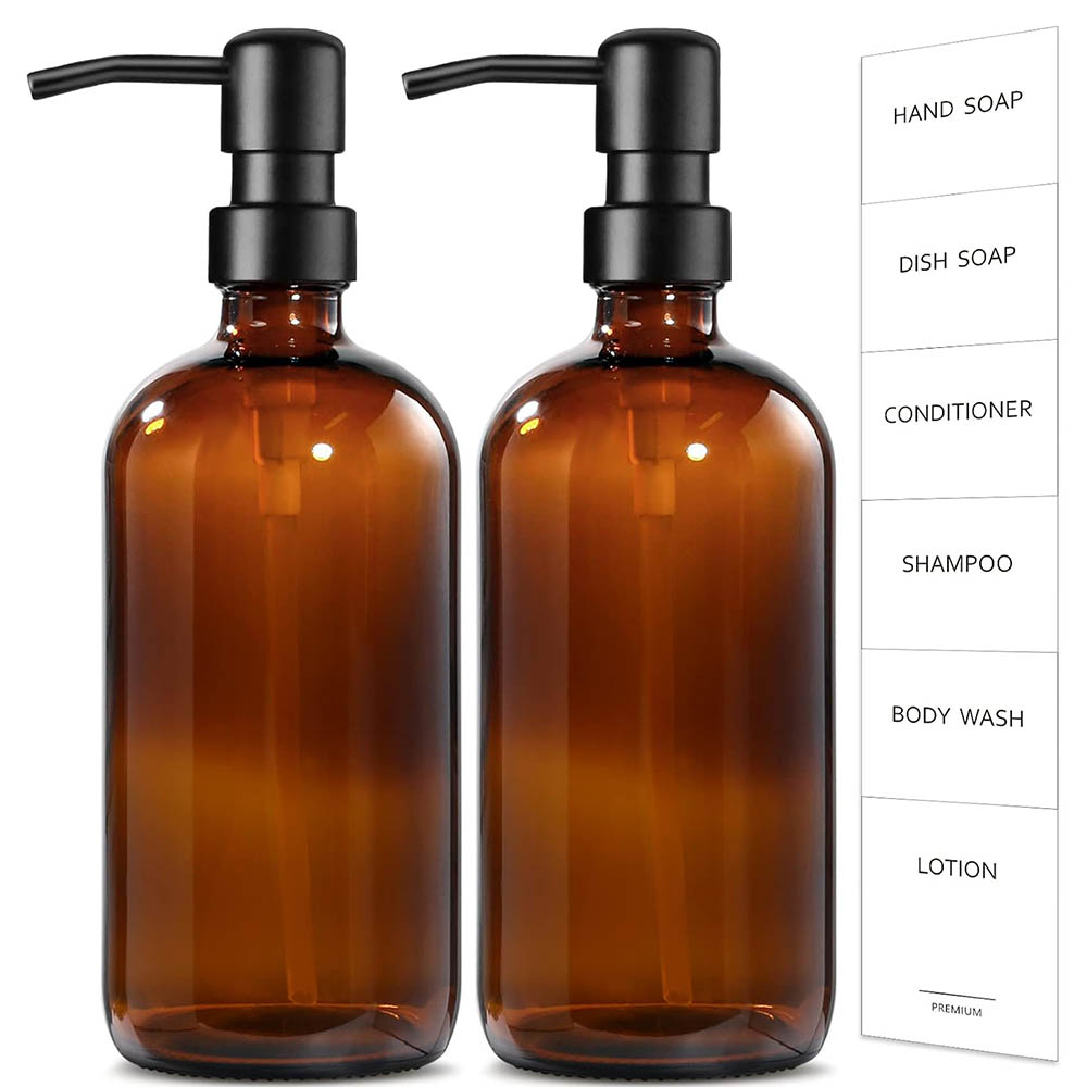 Home Bathroom Soap Dispenser - Dispensador de jabón de vidrio ámbar,