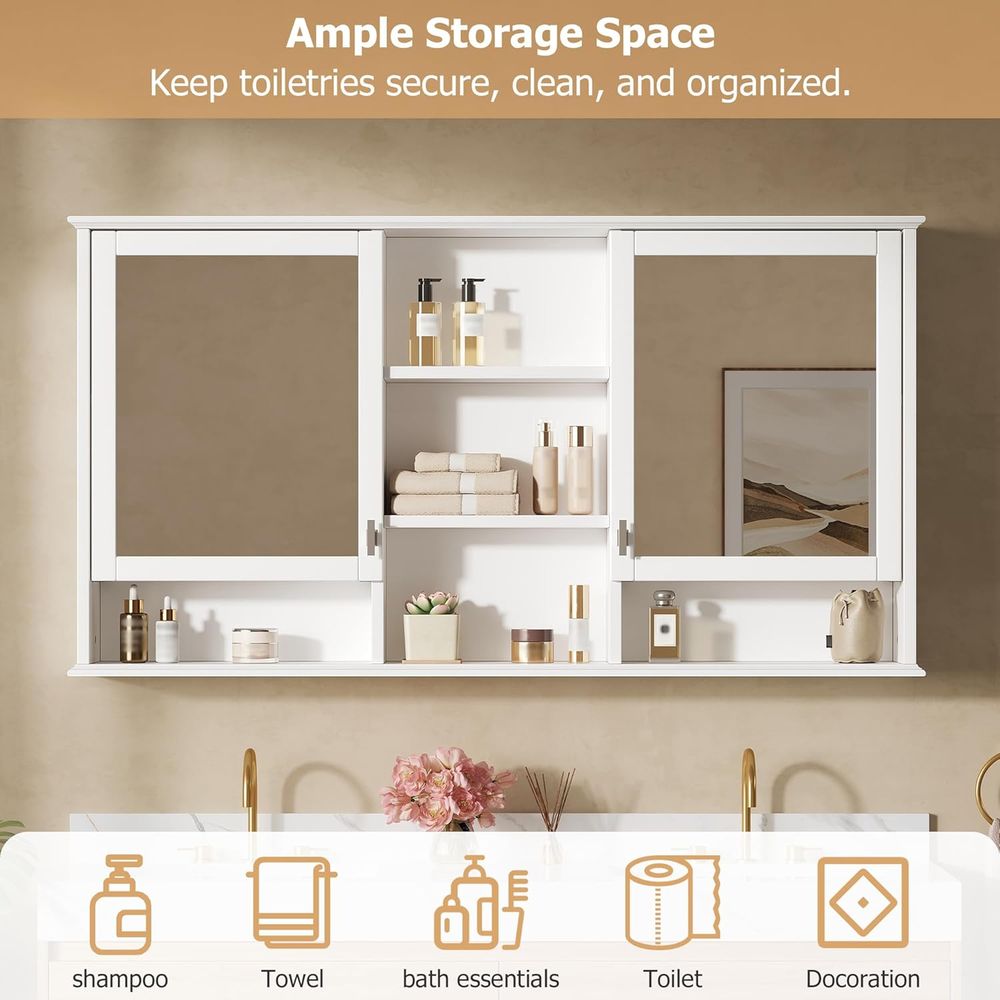Gabinete de baño con espejo de - Home Bathroom Shelf reseña y precio