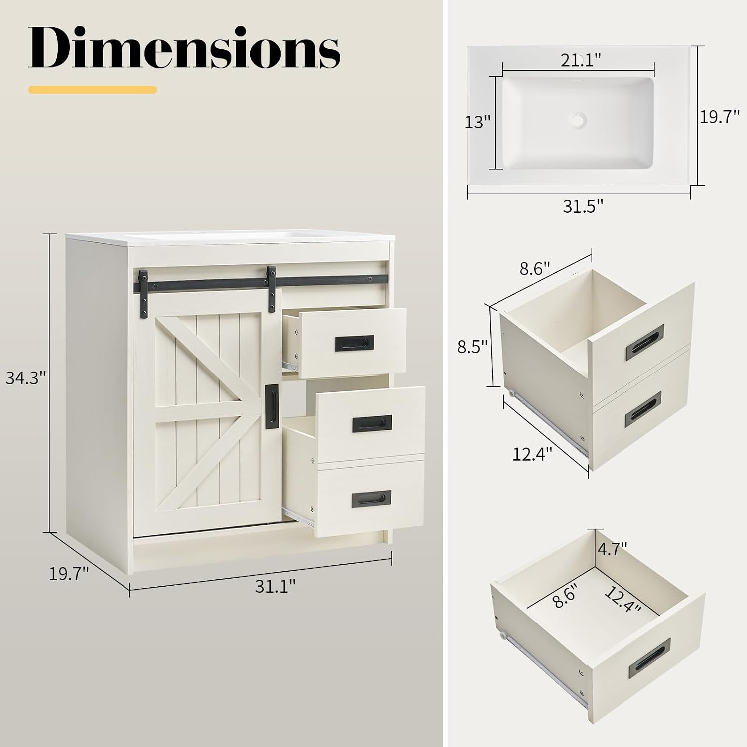 Mueble de Baño Grande Estilo R - Home Bathroom Vanity reseña y precio
