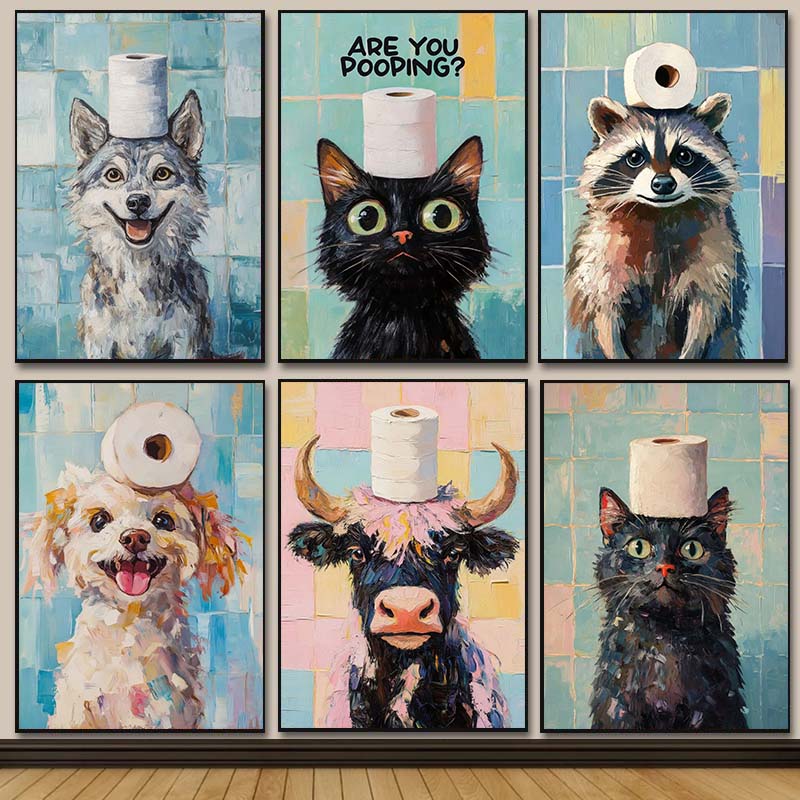 Pintura al Óleo de Animales Ad - Home Bathroom Wallpaper reseña y precio