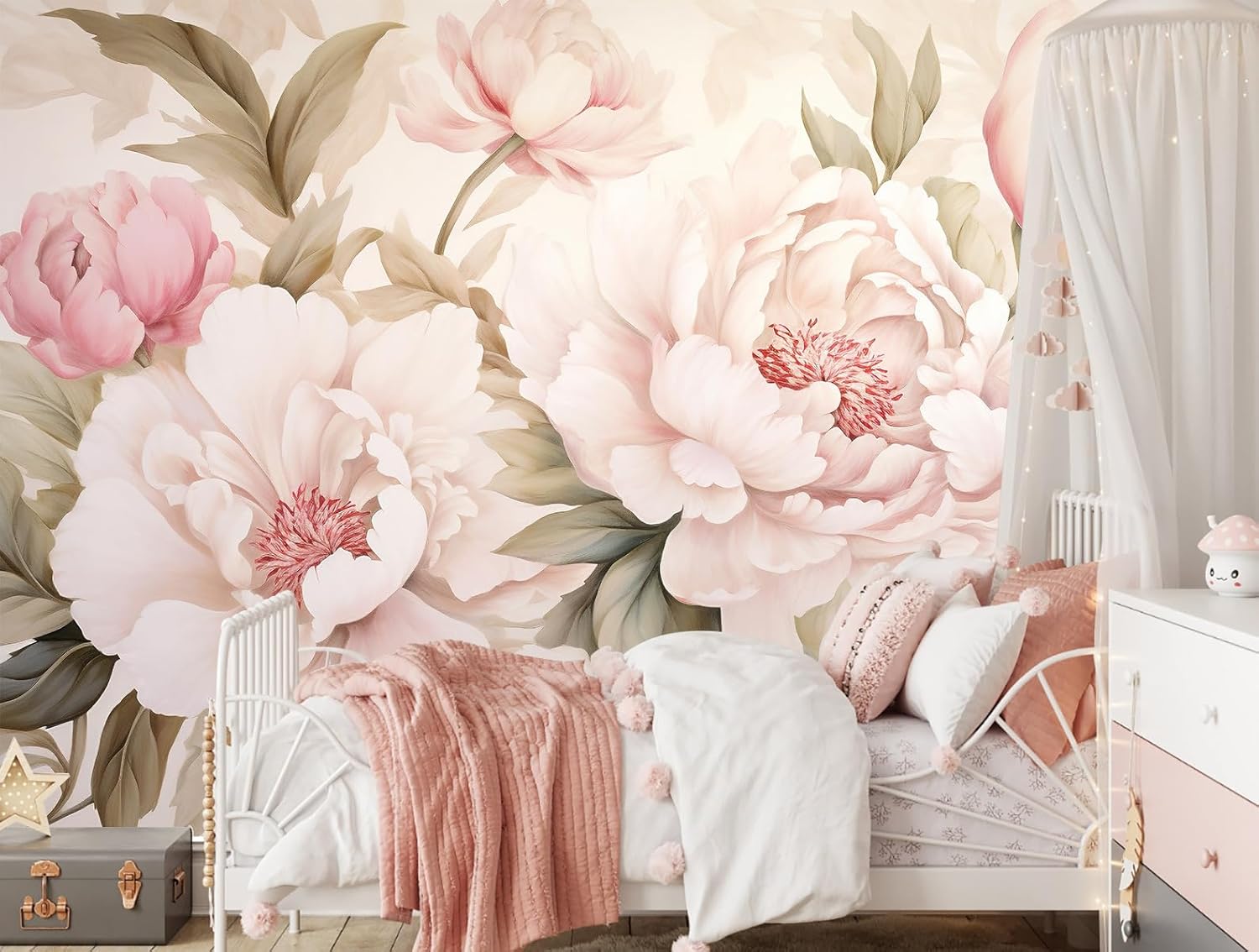 Elegante Mural Floral de Peoní - Home Bathroom Vanity reseña y precio