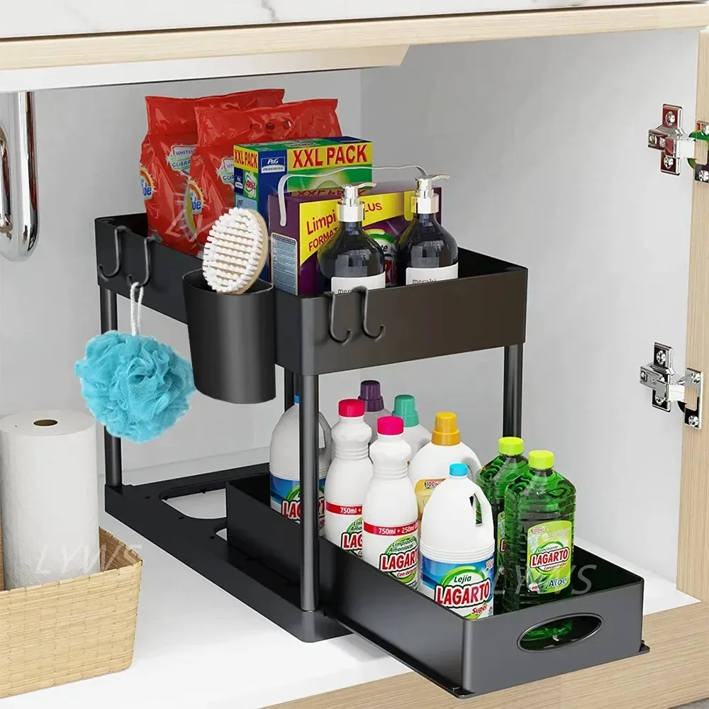 Cesta de almacenamiento desliz - Home Depot Bathroom Sink reseña y precio